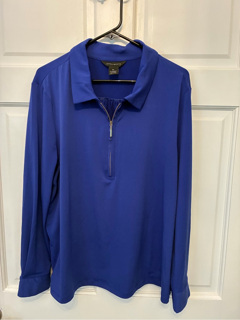 Investments Cobalt Blue Women's Long-Sleeve Half-Zip Polo